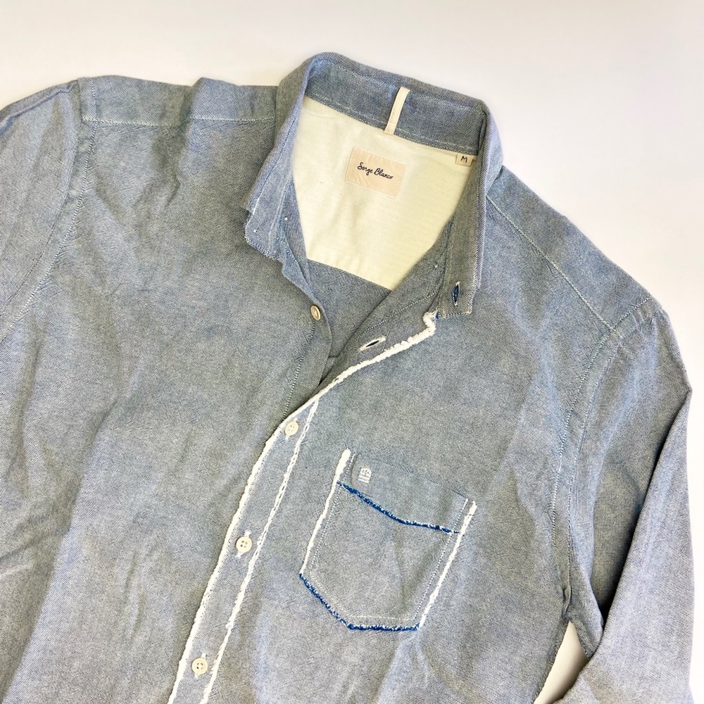 Serge Blanco Button Down Shirt with Raw Edges